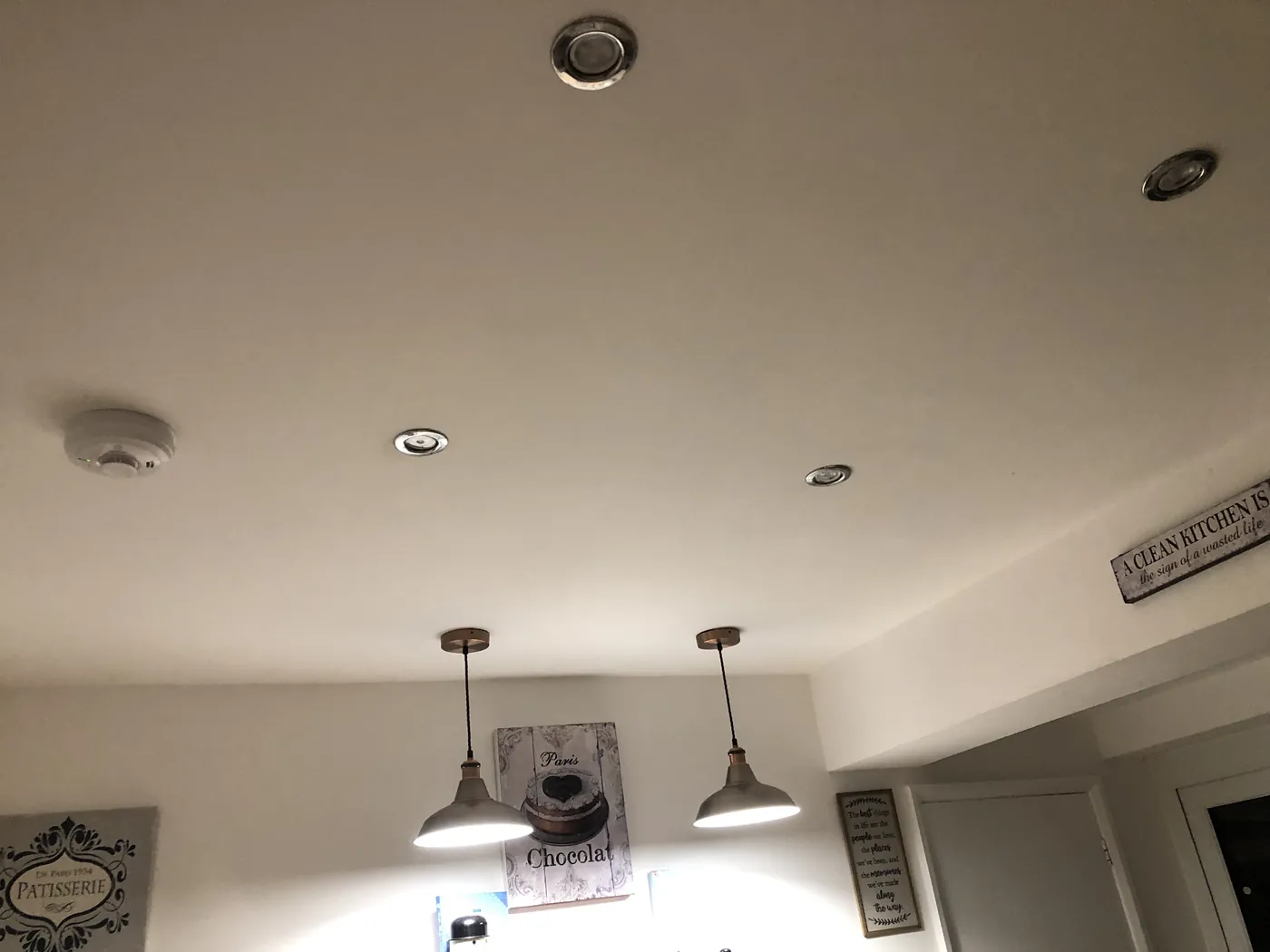 Kitchen downlights and pendant lights installed by AK Electrical